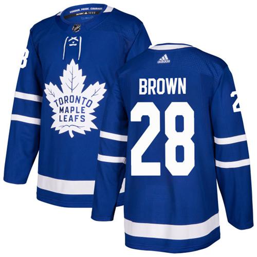 Adidas Maple Leafs #28 Connor Brown Blue Home Authentic Stitched NHL Jersey - Click Image to Close
